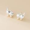 S999 Pure Silver Cartoon Glossy Cat Pendant DIY Bracelet Pendant Handmade Braided Rope Material Accessories