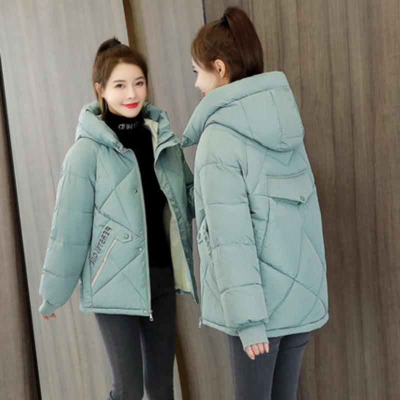 Novo inverno feminino parka gola alta casaco com capuz solto quente engrossar casaco de algodão para baixo jaqueta casual feminina casaco básico
