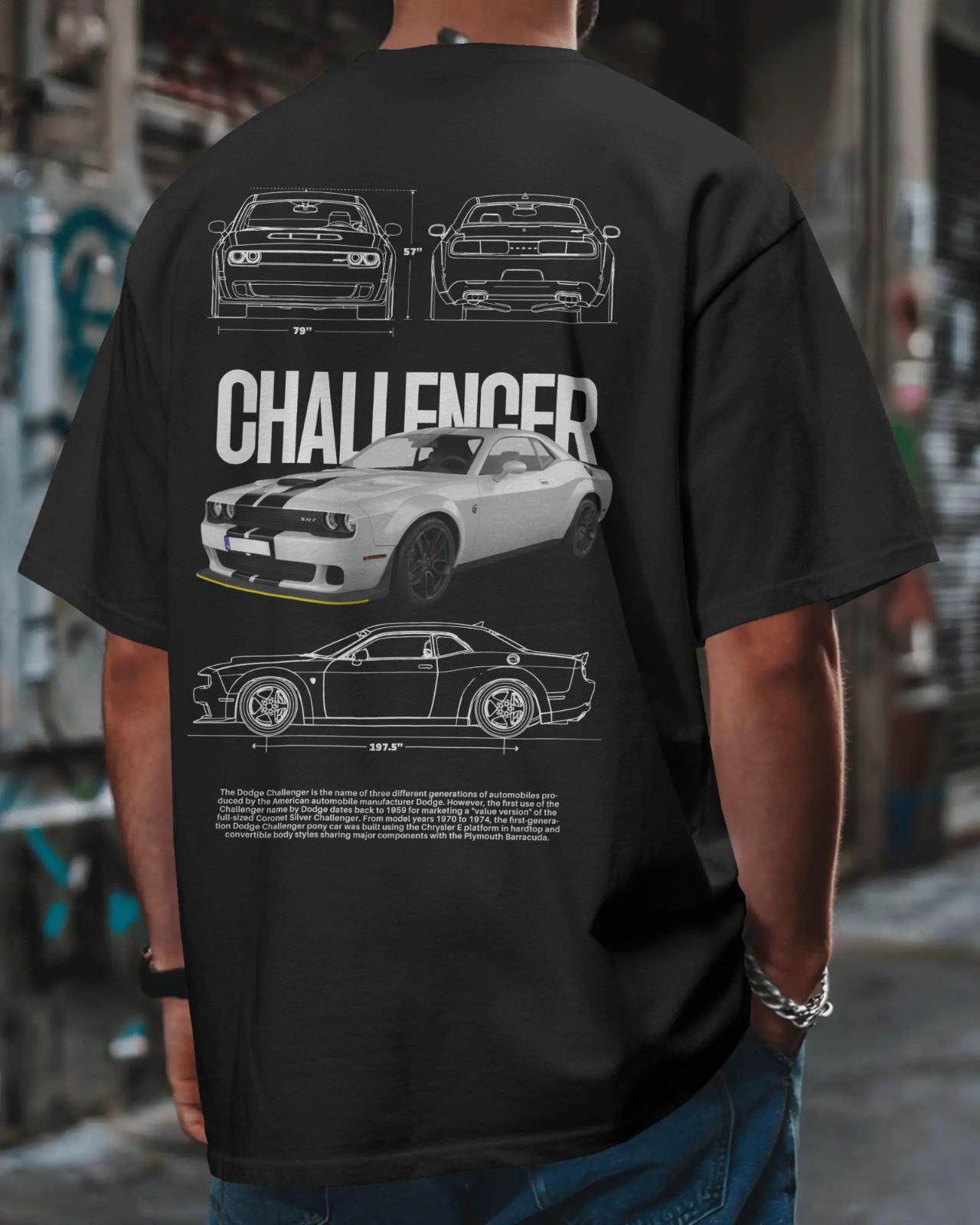 Футболка с фан-артом Dodge Challenger SRT Hellcat, графическое изображение маслкара, унисекс S