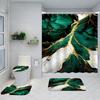 1/4pcs Luxury Emerald Green Marble Bathroom Set Waterproof Shower Curtain with Matching Non Slip Carpet and Toilet Lid Pad Modern Home Decoration Gift