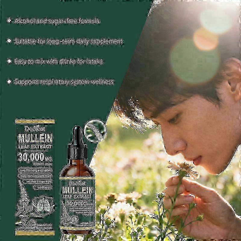 2026 Best!! 5pcs Mullein Drops for Lungs, Mullein Leaf Extract with Chlorophyll, Natural Herbal Supplement for Lung Cleanse & Breathing Support