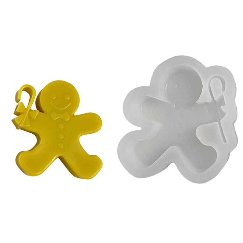 Reusable 3D Silicone Mold DIY Gingerbread Man Shaped Candle Molds Handmade Mould for Chocolates Christmas Soap Moulds