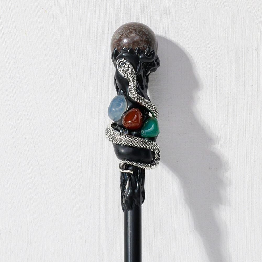 Witch Natural Crystal Magic Wand Handcrafted Magic Cane Natural Crystal Ball Scepter  Cosplay