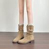 Women's 2025 Slimming V-Mouth Slouch Boots - New Autumn Mid-Calf Martin Style