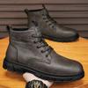 Popular Men's Martin Boots, Youth Outdoor Waterproof and Non-slip Thick-soled Leather Boots, New Fashion Heightening Tooling Boots