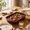 ENAMELED CAST IRON ROASTING PAN 32 x 23.5 cm HAGE EGGPLANT