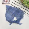 Headscarf summer women's pastoral new neck protector, light and breathable scarf, small scarf, small plaid triangular scarf, headscarf pastoral style