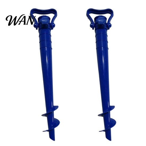 Triangular Handle Umbrella Stake 2Pcs Sun Base with Ground Stake, Screw-in Beach Heavy Duty Holder, Windproof Spiral Stand for Outdoor Yard