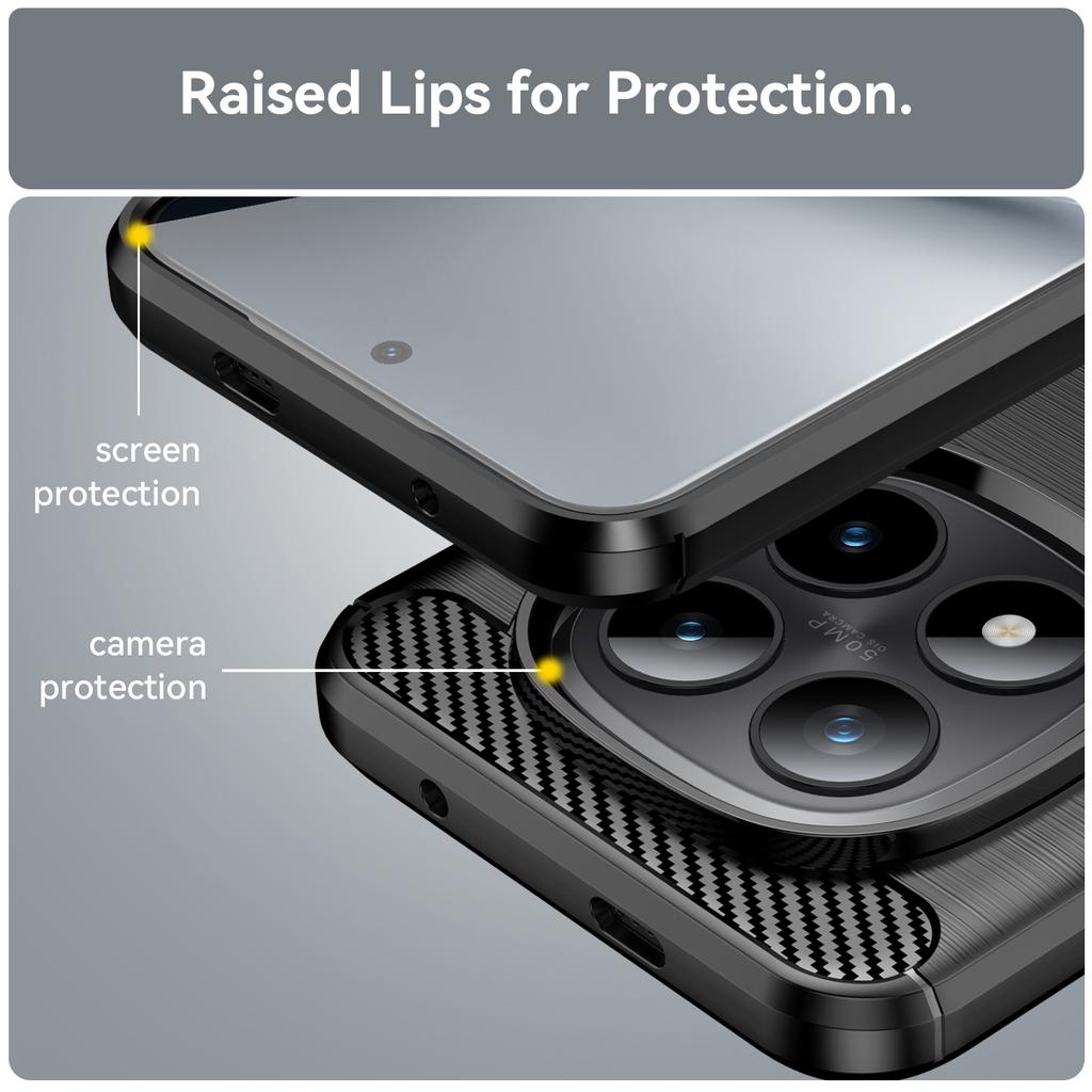 Dla Xiaomi Poco M8 Pro 5G/Redmi Note 15 Pro+ 5G (Światowy) Etui Ochronne Pokrowiec na Telefon Tekstura Włókna Węglowego Szczotkowane