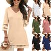 Women's Summer Spring Casual T Shirt Dress Hollow Out Short Sleeve Beach Vacation Swing Sundress