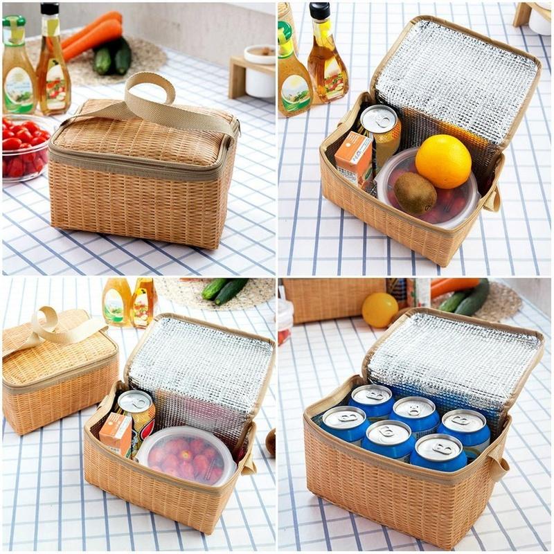 New Picnic Basket Lunch Box Outdoors Picnic Bag Insulated Thermal Cooler Lunch Box Portable Picnic Bags Basket Bento Lunch Box