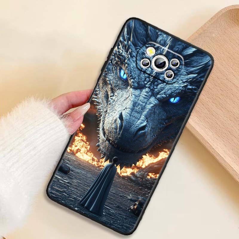 

Fashion Dragon Illustration Phone Case For Xiaomi Mi Poco F3 F4 F5 F6 X3 X4 X5 X6 X7 M3 M4 M5 M6 M7 GT Pro 5G Black Poco X5