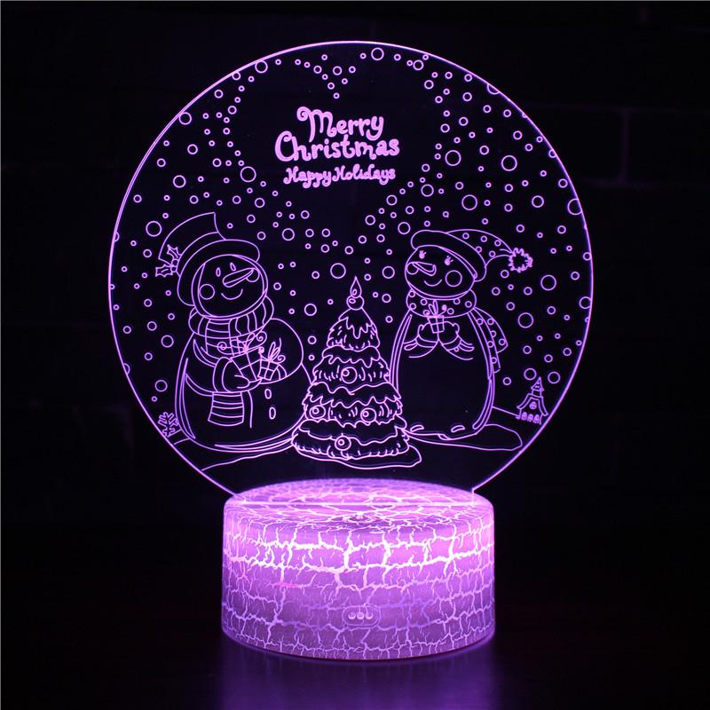 3D Christmas Night Light: Creative LED Bedside Lamp with Remote Control & Seven-Color Touch