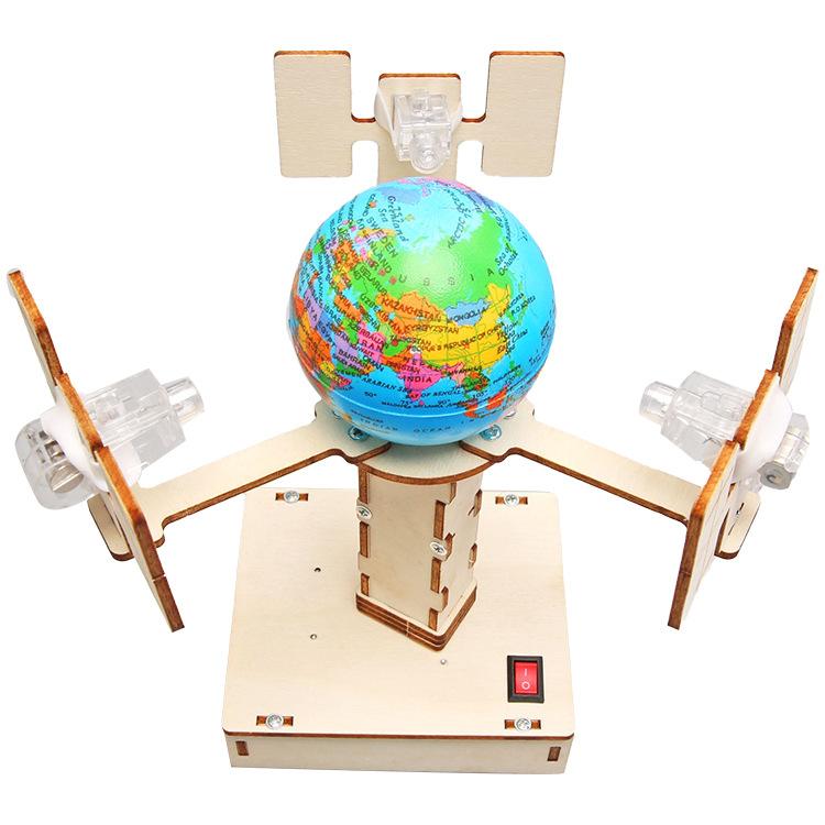 Pupils Wooden Assembled DIY Geosynchronous Satellite Model Science And Technology Small Production Children's Interesting Science And Education Model