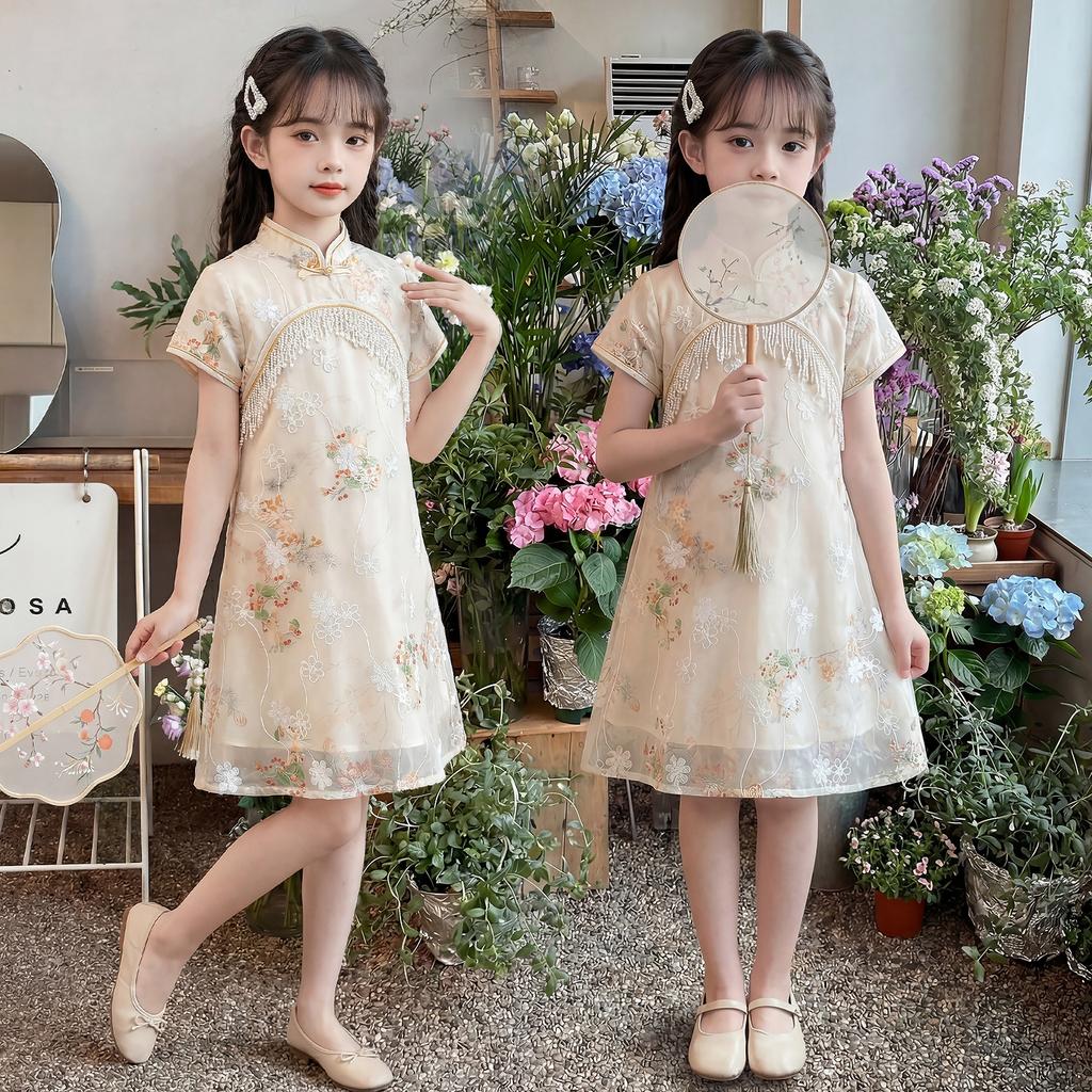 Girls' Summer Chinese Style Cheongsam Skirt 2026 New Children's Dress Little Girls' Ancient Style Hanfu Princess Dress
