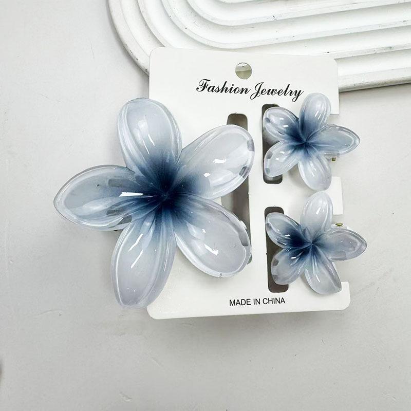Sada skřipců do vlasů s frangipani: Květinové vlasové doplňky s imitací mramoru pro módní svátky