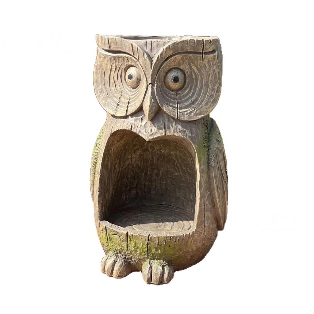 Harz Hängender Vogelhäuschen Eulenförmiger Blumentopf Kunstskulptur Ornamente Wasserdicht für Außen Garten Hinterhof Terrasse Hof Veranda