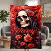 Flowers Skull Custom Flannel Blankets Soft Warm Cozy Throws for Home Decor Holiday Gifts