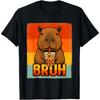 ObRenKi Bro Meme Lustiges Capybara Boba Blasenmilchtee Retro Sonnenuntergang T-Shirt
