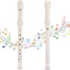 Everjoys German-Style C Key Flute Set 8-Hole Full-Size Detachable 3-Piece ABS Music Recorder with Cleaning Rod Bag Fingering Chart Milky White