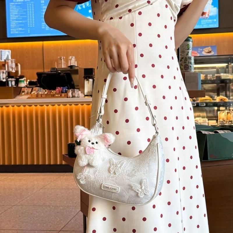 Harajuku Sweet Butterfly Appliqué Crescent Handbag Women  Luxe Design Shoulder Bag Ladies Daily Portable Underarm Purse Y2K 2025