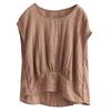 Women's Stylish Summer 2026 Solid Color Tencel Shirt - Loose Fit, Round Neck, Short Sleeves