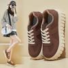 Casual Chunky Platform Sneakers dla kobiet Antypoślizgowe buty do chodzenia ze skóry PU Damskie wygodne sznurowane buty do biegania Oddychające buty do pracy Tenisówki