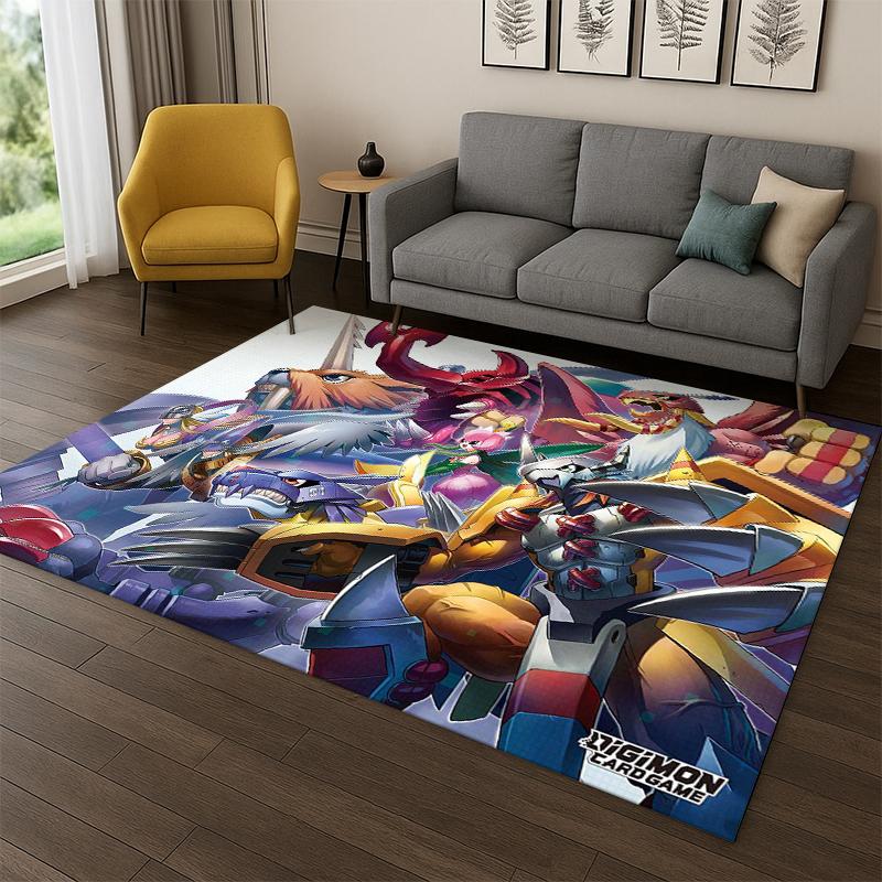 3D Digimon Adventure Angewomon Agumon Cartoon Carpet Rug for Bedroom Living Room Sofa Doormat Home Decor,Kid Area Rug Non-slip