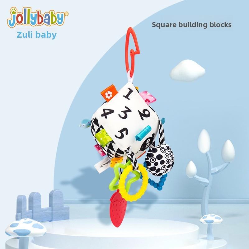 Baby Geometric Shape Plush Toy With Teething Rattle For Sensory Development