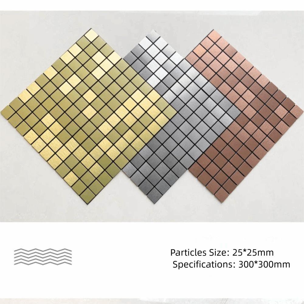 Home Decor Square Mosaic Sticker Waterpoof Aluminum Plastic Wall Decal Removable Self-adhesive Art Mural Kitchen