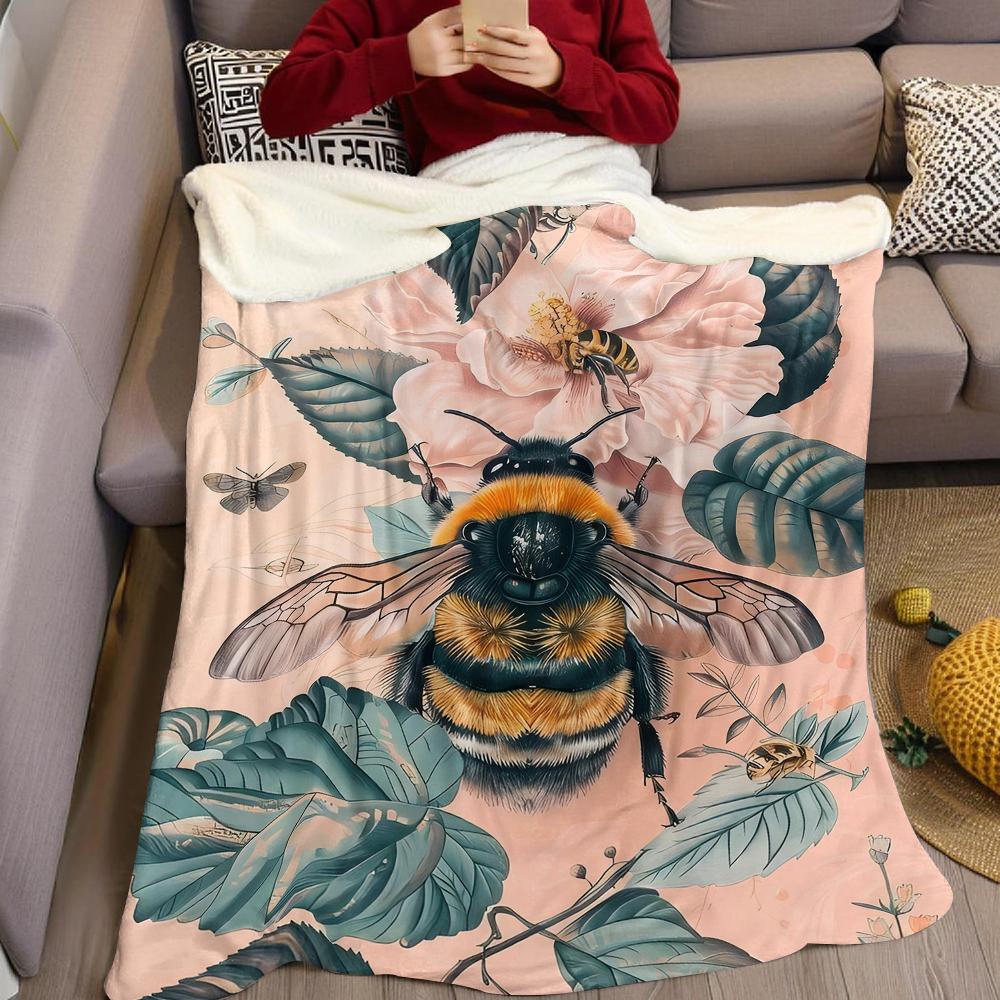 Bumblebee & Bloom Flannel Blanket Warm Soft Halloween Christmas Couch Warm Cozy Decorative Decor Gift for All Season