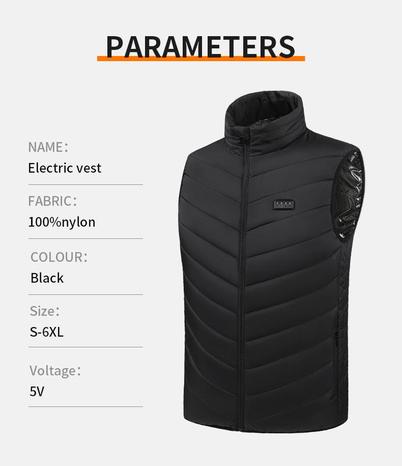 Unisex Cross-Border Heated Vest with Intelligent Temperature Control - Stand-up Collar for Winter Warmth
