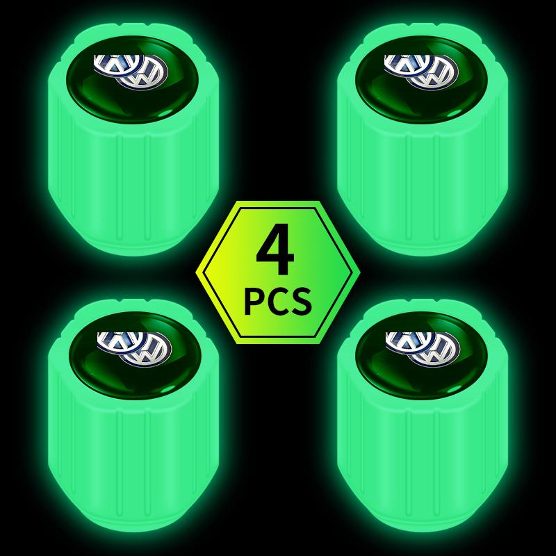 

2026 Hot For Volkswagen VW 4x Fluorescent Green Car Wheel Tire Valves Caps Luminous Valve Dust Covers For Volkswagen VW Golf 4 7