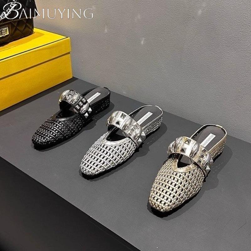 Fashion Women Flats Mules Shoes Fashion Luxury Summer Slippers New Sandals Trend 2025 Casual Slingback Woman Flip Flops Sandalias Mujer