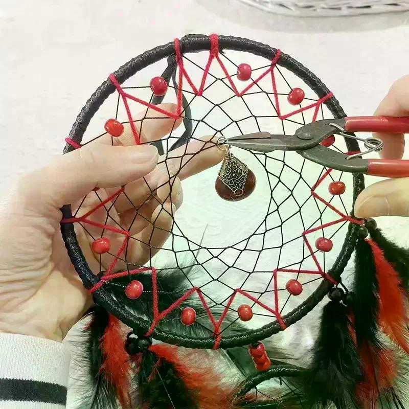 Hand-woven Dreamcatcher Wind Chimes, Adorned With Artificial Feathers And Crystals, Exquisite Wall Decoration