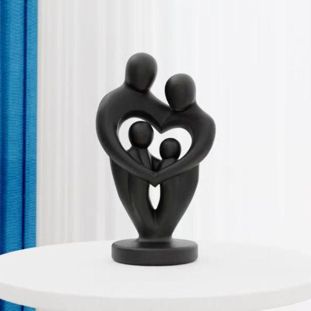 3D Printed Abstract Family Sculpture Unique Modern Minimalist Figure Statue Plastic Sculpture of A Family of Four Desktop Decor