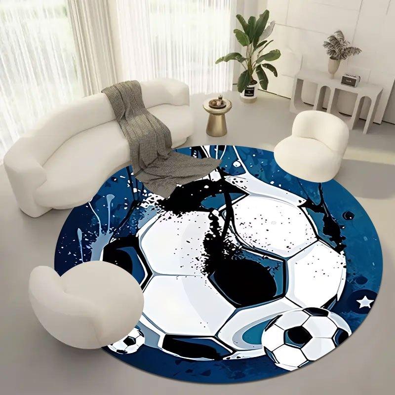 Football Graffiti Movement Flannel-printed round floor mats are slip-resistant Suitable for room bedroom terrace garden carpets