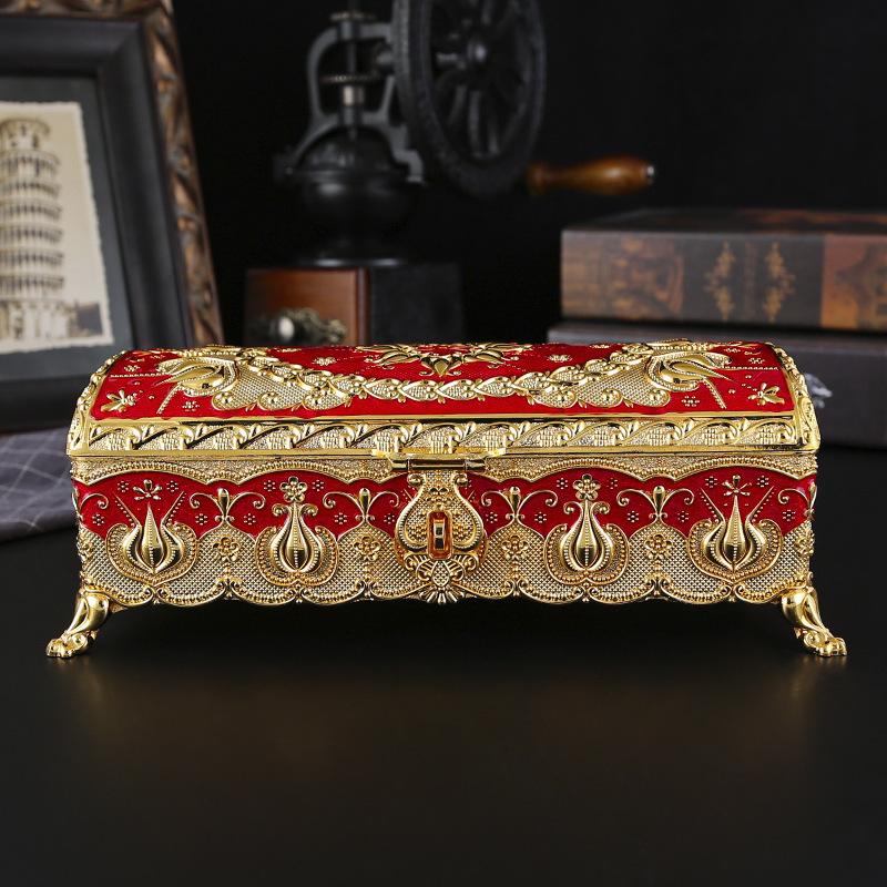 European retro jewelry box metal creative ring necklace earrings storage box wedding reception gift decoration