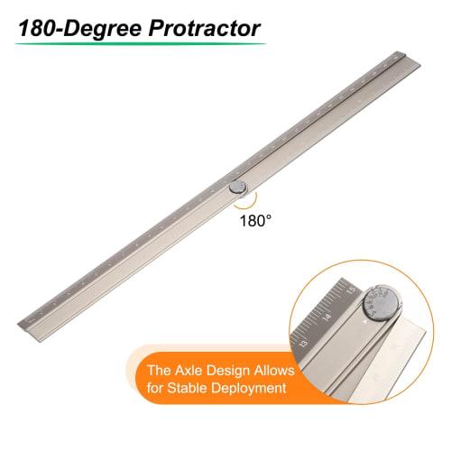 uxcell 30cm Folding Straight Ruler, Metric Aluminum Alloy Protractor, Foldable Angle Ruler, Geometry Measuring Tool for Architects, Artists, and Offic