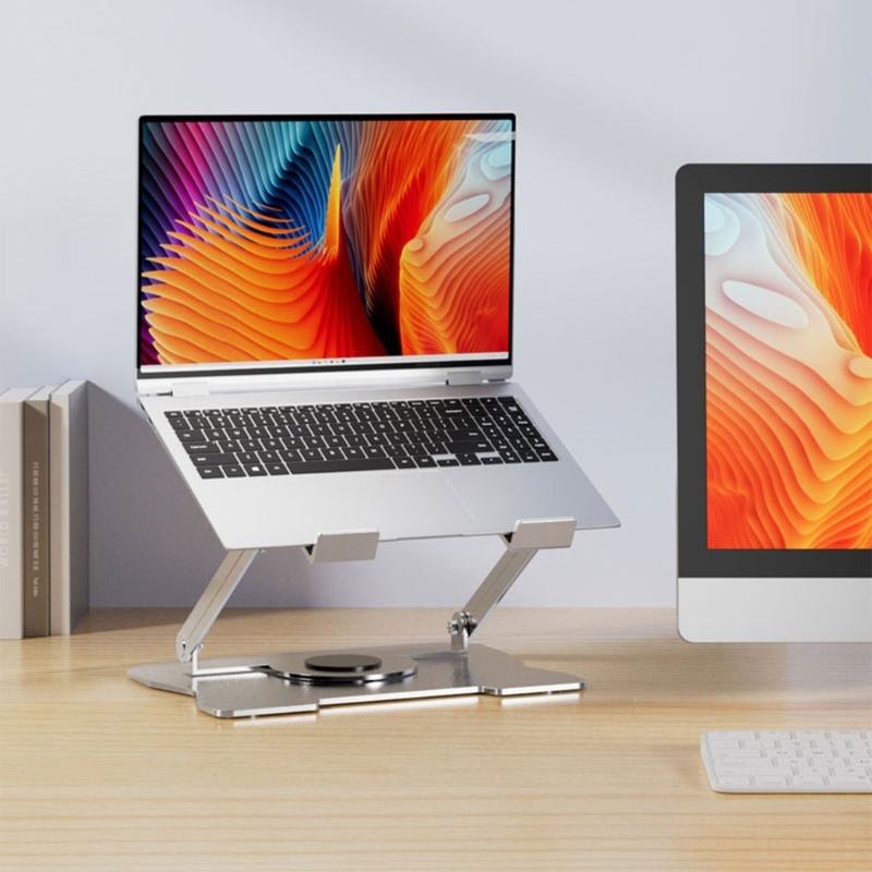 Foldable Laptop Stand Double Shaft Height Adjustment Cooling Laptops Risers 360Degree Rotating Base for Belows 17in Device