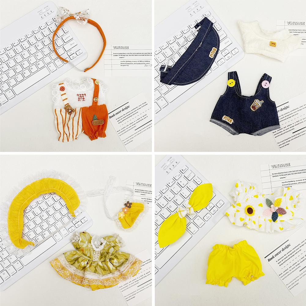 Para 20CM Algodão Boneca Macacão Desenho Animado Boneca de Pelúcia Substituição Roupa Brincando Acessórios Casa Mini Roupas