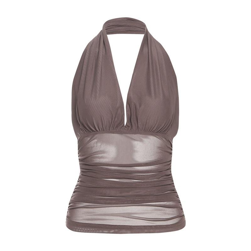 European and American style spring new women's clothing solid color slim fit street fashion neck sexy halter vest women