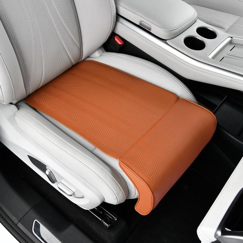 All-Season Luxury Car Leg Rest Pad - Pinhole Ventilated Comfortable Leather Seat Cover with Extended Leg Rest