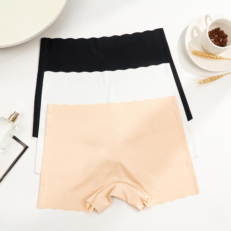 Women's Sexy High-Waisted Slimming Seamless Bow Trim Pants Non-Rolling Wave High Stretch Ice Silk Anti-Chafing Solid Knitted