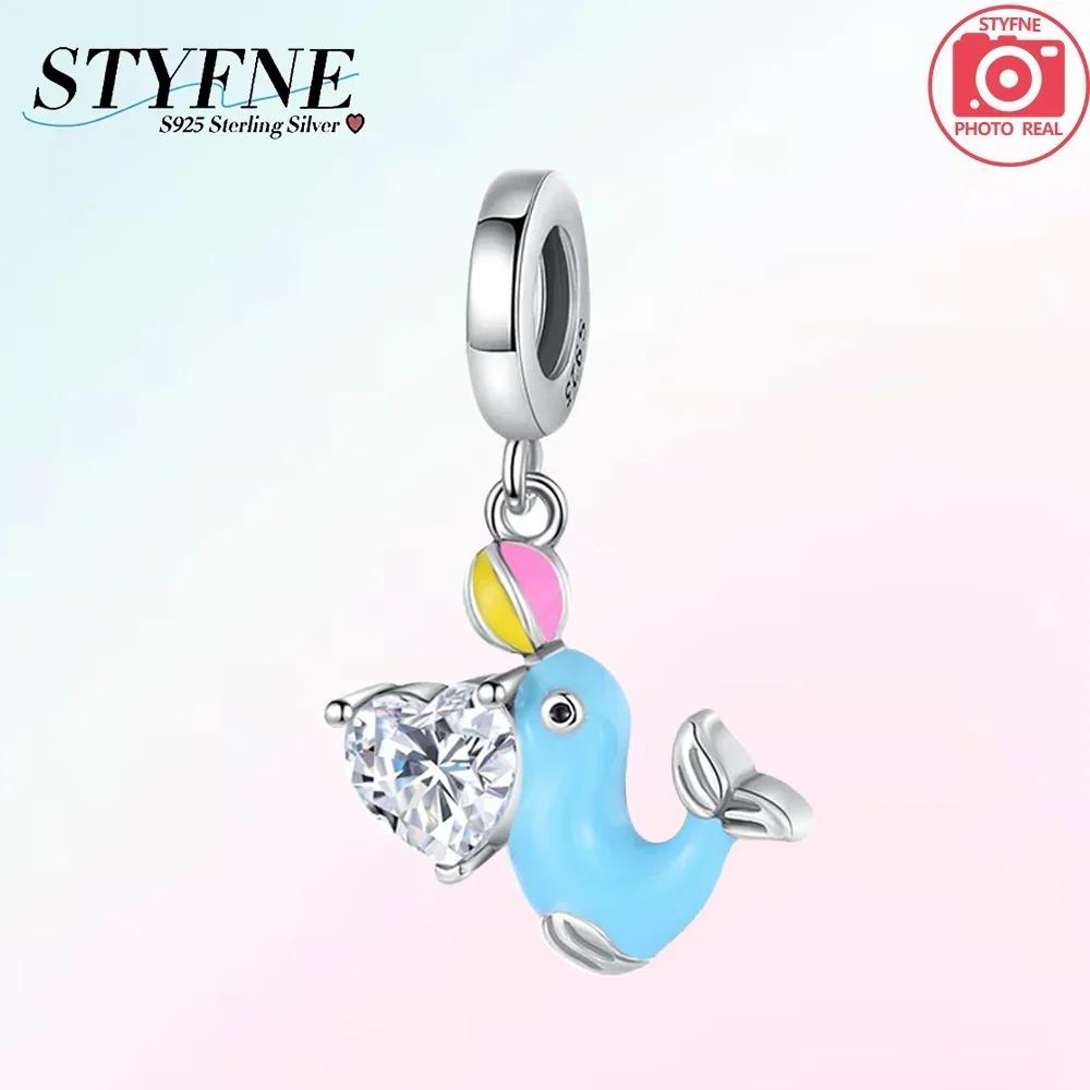 Classic Original Copper Glittering Luminous Blue Heart Shells Snakes Charm Fit Original Bracelet Women Jewelry Diy Gift