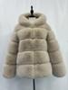 Women's Casual Patchwork Faux Fox Fur Coat - Autumn/Winter Warm Hooded Overcoat