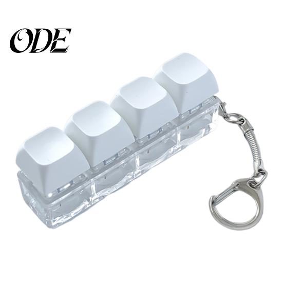 Fidget Keyboard Toy Mechanical Keychain Stress Anxiety Relief Portable Travel Quiet Kids Adults 4 Keys Clicking Sensory Keycap