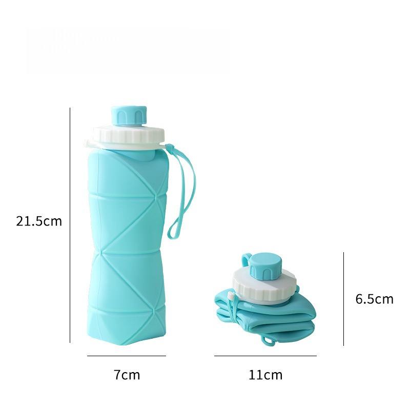 600ml Silicone Folding Water Cup Portable Reusable Plastic Bottle Outdoor Travel Gym Water Bottle Leakproof Anti-drop Drinkware