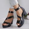 Women's Sandals Summer New Round Toe Open Toe Rear Zipper Platform Non-slip Block Heel Shoes