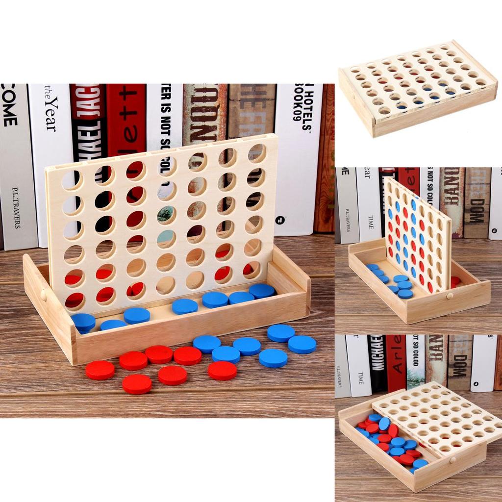 Wooden 4 Chess Connected Line Game Board Children Puzzle Toy For Brain Development